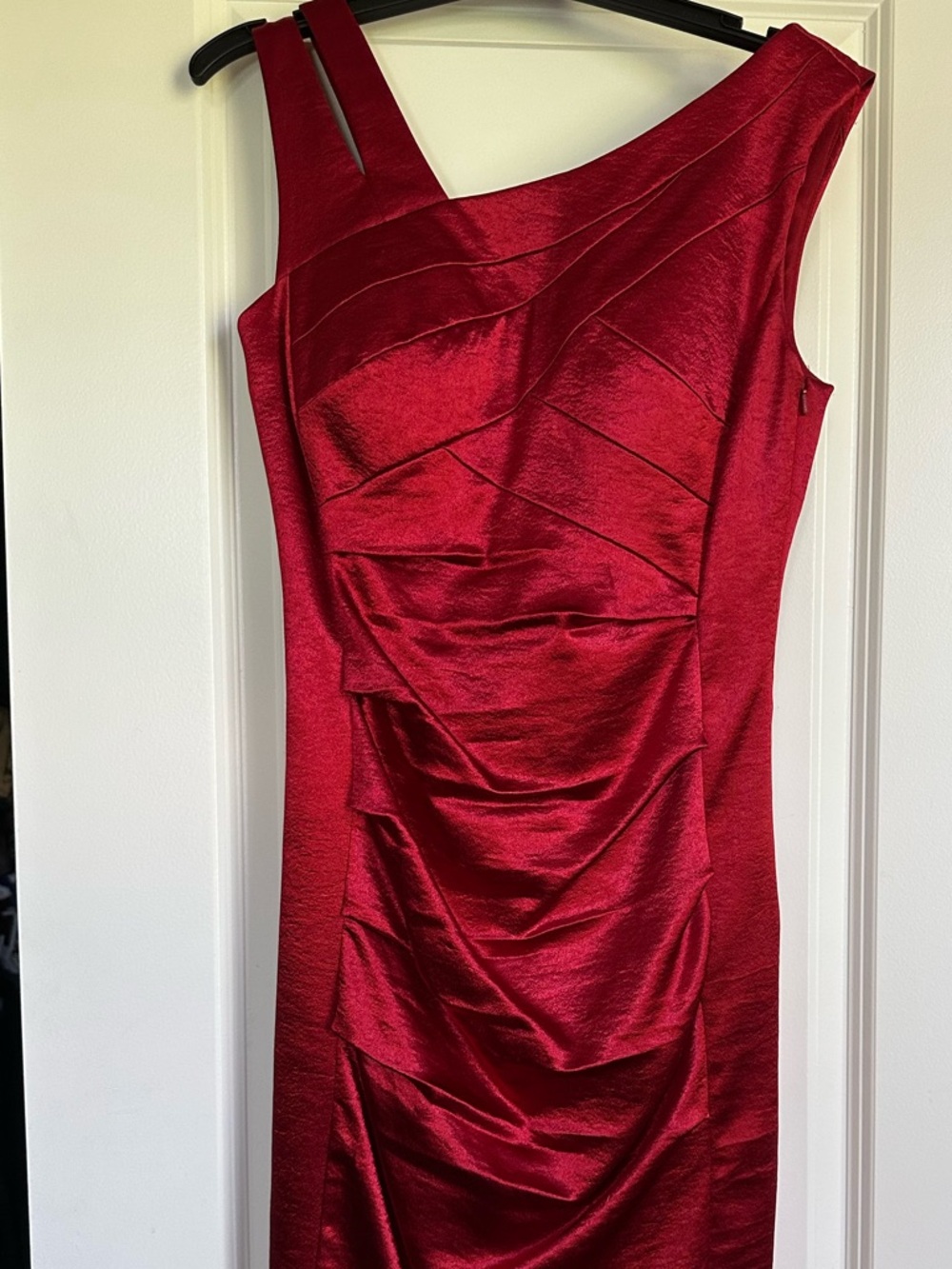 Jax One-Shoulder Shimmering Red Cocktail Dress